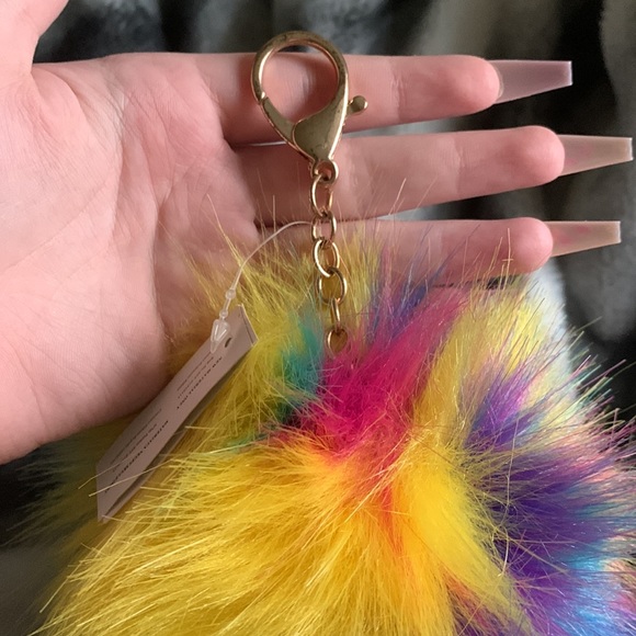 Rainbow PomPom Keychain - Picture 2 of 4